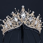 preiswerte Haarstyling-Zubehör-Strasslegierung große Krone handgefertigte Accessoires atmosphärisches Styling Haarschmuck goldene Kleidkrone