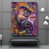 Недорогие Принт с животными-Wall Art Печать на холсте животное вид на город украшение дома декор свернутый холст без рамки без рамы нерастянутый