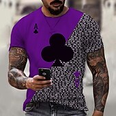 tanie Koszulki 3D-Męskie Dla obu płci Wzory graficzne Poker Koszula Podkoszulek Koszulki Krótki rękaw Podkoszulek Druk 3D Okrągły dekolt Koszula Designerskie Codzienny Duży i wysoki Codzienny Święto Jasnożółty