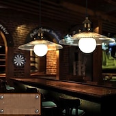 economico Design di Tamburo e Cono-lampada a sospensione a led in vetro casa colonica vintage e27 lampada da soffitto vintage leggera lampada paralume industriale per soggiorno, soggiorno, sala da pranzo, ristorante, bar 110-240v