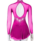 preiswerte Eiskunstlaufkleider-Eiskunstlaufkleid Damen Mädchen Eislaufen Kleider Austattungen Gelb Dunkelrot Dunkelmarine Patchwork Gitter Spandex Hochelastisch Praxis Professionell Wettbewerb Eiskunstlaufkleidung Kristalle