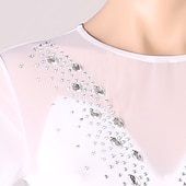 ieftine Rochii de patinaj artistic-Rochie de Patinaj Artistic Pentru femei Fete Πατινάζ στο πάγο Rochii Ținute Alb Bleumarin Albastru celest Peteci Plasă Spandex Înaltă Elasticitate Antrenament Profesional Competiție Ținută Patinaj