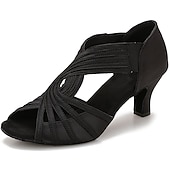 billige Sko til latindans-brunfargede latinske dansesko for kvinner – høyhælte ballroomsandaler med høye hæler og elastiske stropper for salsa, tango og ytelse