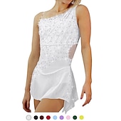 ieftine Rochii de patinaj artistic-Rochie de Patinaj Artistic Pentru femei Fete Πατινάζ στο πάγο Rochii Ținute Negru Alb Galben Spandex Înaltă Elasticitate Antrenament Competiție Ținută Patinaj Peteci Cristale / Strasuri Fără manșon