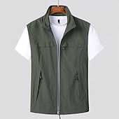 preiswerte Men&#039;s Vest-Herren Weste Angelweste Weste für Wanderer Ärmellose Weste Gilet-Jacke Outdoor Strasse Täglich Ausgehen Strassenmode Brautkleider schlicht Frühling Herbst Tasche Polyester Nylon Atmungsaktiv Glatt