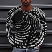 cheap 3D T shirts-Men&#039;s Graphic Prints Spiral Stripe T shirt Long Sleeve T shirt 3D Print Crew Neck Shirt Designer Casual Big and Tall Daily Holiday A B C Spring &amp;  Fall Clothing Apparel S M L XL XXL 3XL 4XL