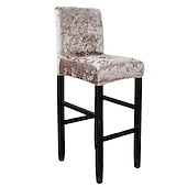 cheap Dining Chair Cover-Velvet Bar Stool Covers Stretch, Burgundy Soft Non Slip Height Stool Covers with Elastic Bottom Removable Washable High Seat Chair Protectors for Dining Room Kitchen Barstool