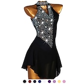 abordables Robes de Patinage Artistique-Robe de Patinage Artistique Femme Fille Patinage Robes Violet claire Rose clair Jaune Dos ouvert Maille Spandex Haute élasticité Compétition Tenue de Patinage Fait à la main Cristal / Stras Sans