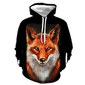 cheap Animal Print-Men&#039;s Graphic Fox Hoodie Hoodies Sweatshirt Hoodie Long Sleeve Hooded Sweatshirt Hooded Streetwear 3D Print Casual Daily Royal Blue Blue Print Spring &amp;  Fall Designer
