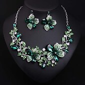 abordables Conjuntos de joyas-Conjuntos de joyería nupcial de boda de otoño traje de dos piezas circonio cúbico alianza de strass 1 collar aretes declaración de mujeres set de joyería irregular con forma floral clásica europea