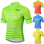 Χαμηλού Κόστους Ανδρικές φανέλες-Ανδρικά Φανέλα ποδηλασίας Συμπαγές Χρώμα Ριγέ Με Μοτίβο Κοντομάνικο Ποδήλατο Αθλητική μπλούζα Μπολύζες με 3 πίσω τσέπες Ποδηλασία Βουνού Ποδηλασία Δρόμου