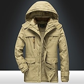 preiswerte Daunenjacken &amp; Parkas für Herren-Herren Wintermantel puffer jacket Winterjacke Tasche Full Zip Outdoor Täglich Lang Sport Brautkleider schlicht warm Atmungsaktiv Herbst Winter Feste Farbe Schwarz Armeegrün Königliches Blau Khaki