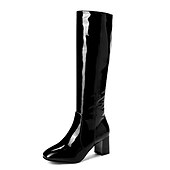 levne Módní boty-dámské bílé kozačky nad kolena s blokovým podpatkem - elegantní design na zip pro zimní módu