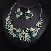 abordables Conjuntos de joyas-Conjuntos de joyería nupcial de boda de otoño traje de dos piezas circonio cúbico alianza de strass 1 collar aretes declaración de mujeres set de joyería irregular con forma floral clásica europea