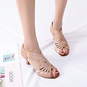 billige Sko til latindans-brunfargede latinske dansesko for kvinner – høyhælte ballroomsandaler med høye hæler og elastiske stropper for salsa, tango og ytelse