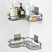 cheap Shower Caddy-Shower Caddy Bathroom Shelf with Hooks, Shower Caddy Rack, Bathroom Kitchen No Punching Triangle Storage Rack, Bathroom Accessories