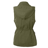 tanie Kamizelki-damska z kapturem wojskowy anorak safari Utility sznurek cargo kamizelka kurtka zimowa trencz top outdoor termiczny ciepły wiatroszczelny multi-kieszenie zieleń wojskowa różowy czarny wędkarstwo wspinaczka podróże