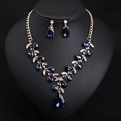 cheap Jewelry Sets-Bridal Jewelry Sets 1 set Crystal Rhinestone Alloy 1 Necklace Earrings Women&#039;s Statement Colorful Cute Fancy Flower irregular Jewelry Set For Party Wedding
