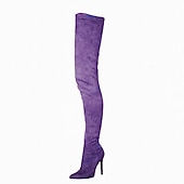 voordelige Mode laarzen-Dames Laarzen Stilettohakken Hak Laarzen Feest Dagelijks Effen Kleur Over de knie laarzen Dij hoge laarzen Hoge Hak Naaldhak Gepuntte Teen Elegant Sexy Klassiek Imitatiesuède PU Rits Amandel Zwart