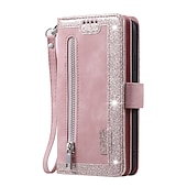 abordables Coques Samsung-téléphone Coque Pour Samsung Galaxy S24 S23 S22 S21 S20 Plus Ultra A54 A34 A14 A73 A53 A33 A72 S10 A71 A52 A51 S25 Ultra Coque Intégrale Portefeuille Avec Support bling fermeture Éclair Rétro Brillant