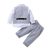 halpa Pojan juhlapuku-3 osainen Sormuspojan puku Poikien Lapset Taapero Puku Muodollinen puku Paita ja housut Koulu Juhla Deitti Aktiivinen Perus Yhtenäinen väri Rusetti Harmaa Puuvilla