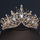 preiswerte Haarstyling-Zubehör-Strasslegierung große Krone handgefertigte Accessoires atmosphärisches Styling Haarschmuck goldene Kleidkrone