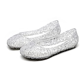 economico Ballerine da donna-Per donna Ballerine Ballerine Scarpe gelatine Giornaliero Tinta unita Estate Piatto Punta tonda Informale PVC Mocassino Argento Nero Rosa