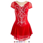 cheap Figure Skating Dresses-Figure Skating Dress Women's Girls' Ice Skating Dress Outfits White Purple Red Mesh Spandex High Elasticity Training Leisure Sports Practice Skating Wear Anatomic Design Handmade Patchwork Classic