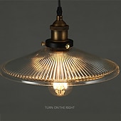 economico Design di Tamburo e Cono-lampada a sospensione a led in vetro casa colonica vintage e27 lampada da soffitto vintage leggera lampada paralume industriale per soggiorno, soggiorno, sala da pranzo, ristorante, bar 110-240v