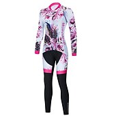 voordelige Dameskleding sets-Dames Wielrenshirt met strakke wielrenbroek Lange mouw Bergracen Wegwielrennen Rood / Wit Zwart / rood Flora Botanisch Fietsen Ademend Sneldrogend Spandex Sport Flora Botanisch Kleding