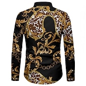 economico Modello etnico-Per uomo Floreale Stampa di catene Camicia Camicia con bottoni Manica lunga Di tendenza Originale Informale Esterno Da mare Giornaliero Autunno Colletto Stampa 3D Bottone giù Giallo Blu Oro Verde