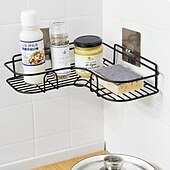 cheap Shower Caddy-Shower Caddy Bathroom Shelf with Hooks, Shower Caddy Rack, Bathroom Kitchen No Punching Triangle Storage Rack, Bathroom Accessories