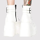 levne Platformové boty-Dámské Boty Boty na platformě Lolita Boty Demonia Párty Denní Pevná barva 3D Kotníkové boty Booties Platforma Klínový podpatek Módní sportovní Na běžné nošení Chůze PU kůže Umělá kůže Zip Černá Bíl