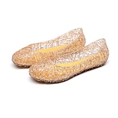 economico Ballerine da donna-Per donna Ballerine Ballerine Scarpe gelatine Giornaliero Tinta unita Estate Piatto Punta tonda Informale PVC Mocassino Argento Nero Rosa