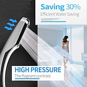 economico Soffioni doccia-Soffione doccia a super pressione da 300 fori con spruzzatore a risparmio idrico a pioggia quadrato cromato, piastra in acciaio inossidabile e materiale resistente