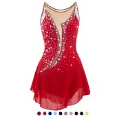 billige Figur skating kjoler-Kjole til kunstløp Dame Jente Skøyteløp Kjoler Hvit Gul Rosa Asymetrisk kant Netting Spandex Høy Elastisitet Trening Profesjonell Konkurranse Skøyteklær Anatomisk design Klassisk Krystall / Rhinstein
