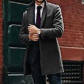 billiga Trenchcoat för män-Herr Vinterkappa Rock Trenchcoat Utomhus Företag Höst Vinter Polyester Håller värmen Ytterkläder Kläder Streetwear Ledigt Ensfärgat Kviltat Hakslag Enkelknäppt