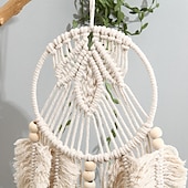 tanie Łapacze snów-Boho łapacz snów handmade prezent dekoracje ścienne wiszące ozdoba artystyczna rzemiosło tkane makrama dla dzieci sypialnia festiwal weselny 20*42cm