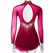preiswerte Eiskunstlaufkleider-Eiskunstlaufkleid Damen Mädchen Eislaufen Kleider Austattungen Gelb Dunkelrot Dunkelmarine Patchwork Gitter Spandex Hochelastisch Praxis Professionell Wettbewerb Eiskunstlaufkleidung Kristalle