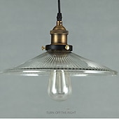 economico Design di Tamburo e Cono-lampada a sospensione a led in vetro casa colonica vintage e27 lampada da soffitto vintage leggera lampada paralume industriale per soggiorno, soggiorno, sala da pranzo, ristorante, bar 110-240v
