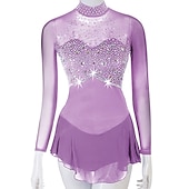 preiswerte Eiskunstlaufkleider-Eiskunstlaufkleid Damen Mädchen Eislaufen Kleider Austattungen Gelb Dunkelrot Dunkelmarine Patchwork Gitter Spandex Hochelastisch Praxis Professionell Wettbewerb Eiskunstlaufkleidung Kristalle