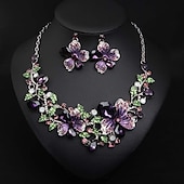 abordables Conjuntos de joyas-Conjuntos de joyería nupcial de boda de otoño traje de dos piezas circonio cúbico alianza de strass 1 collar aretes declaración de mujeres set de joyería irregular con forma floral clásica europea