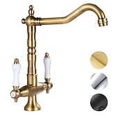preiswerte Küchenarmaturen-Kitchen Faucet,Two Handles One Hole Antique Brass / Electroplated / Painted Finishes Standard Spout Centerset Antique Kitchen Taps
