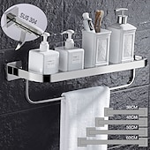 economico Mensole per il bagno-doccia caddy moderno bagno multifunzionale rack di stoccaggio con portasciugamani in acciaio inox ispessito portasciugamani bagno in vetro temperato cosmetici forniture per il bagno rack di stoccaggio