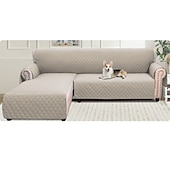 cheap Sofa Cover-Quilted Sofa Slipcover L Shape Sofa Cover Sectional Couch Cover Chaise Lounge Slip Cover Reversible Sofa Cover Furniture Protector Cover for Pets Kids Children Dog Cat