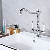 preiswerte Küchenarmaturen-Kitchen Faucet,Two Handles One Hole Antique Brass / Electroplated / Painted Finishes Standard Spout Centerset Antique Kitchen Taps