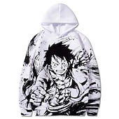 billige Tegneserie- og filmkaraktergrafikk-One Piece Monkey D. Luffy Roronoa Zoro Hattetrøje Tegneserie Manga Animé Harajuku Graphic Kawaii Til Par Herre Dame Voksne Tilbake til Skolen 3D-utskrift