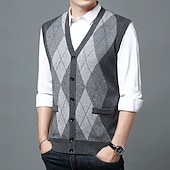 baratos suéter cardigã masculino-Homens Colete de moletom Vestido Suéter Blusa de lã Carregam Tricotar Tricotado Entrançado Bloco de cor Halter pescoço Estilo vintage Diário Final de semana Roupa Outono Inverno Vinho Azul Marinha S