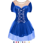 baratos Vestidos de Patinação Artística-Vestidos para Patinação Artística Mulheres Para Meninas Patinação no Gelo Vestidos Roupa Branco Leite Vermelho Escuro Amarelo e amarelo Elastano Elasticidade Alta Competição Roupa para Patinação