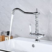 preiswerte Küchenarmaturen-Kitchen Faucet,Two Handles One Hole Antique Brass / Electroplated / Painted Finishes Standard Spout Centerset Antique Kitchen Taps